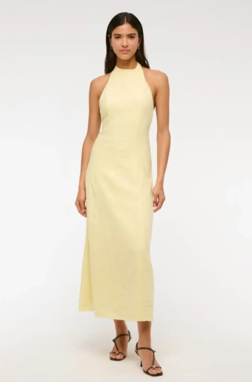 A&F The Linen Collection Pale Yellow Halter Maxi Dress Small P